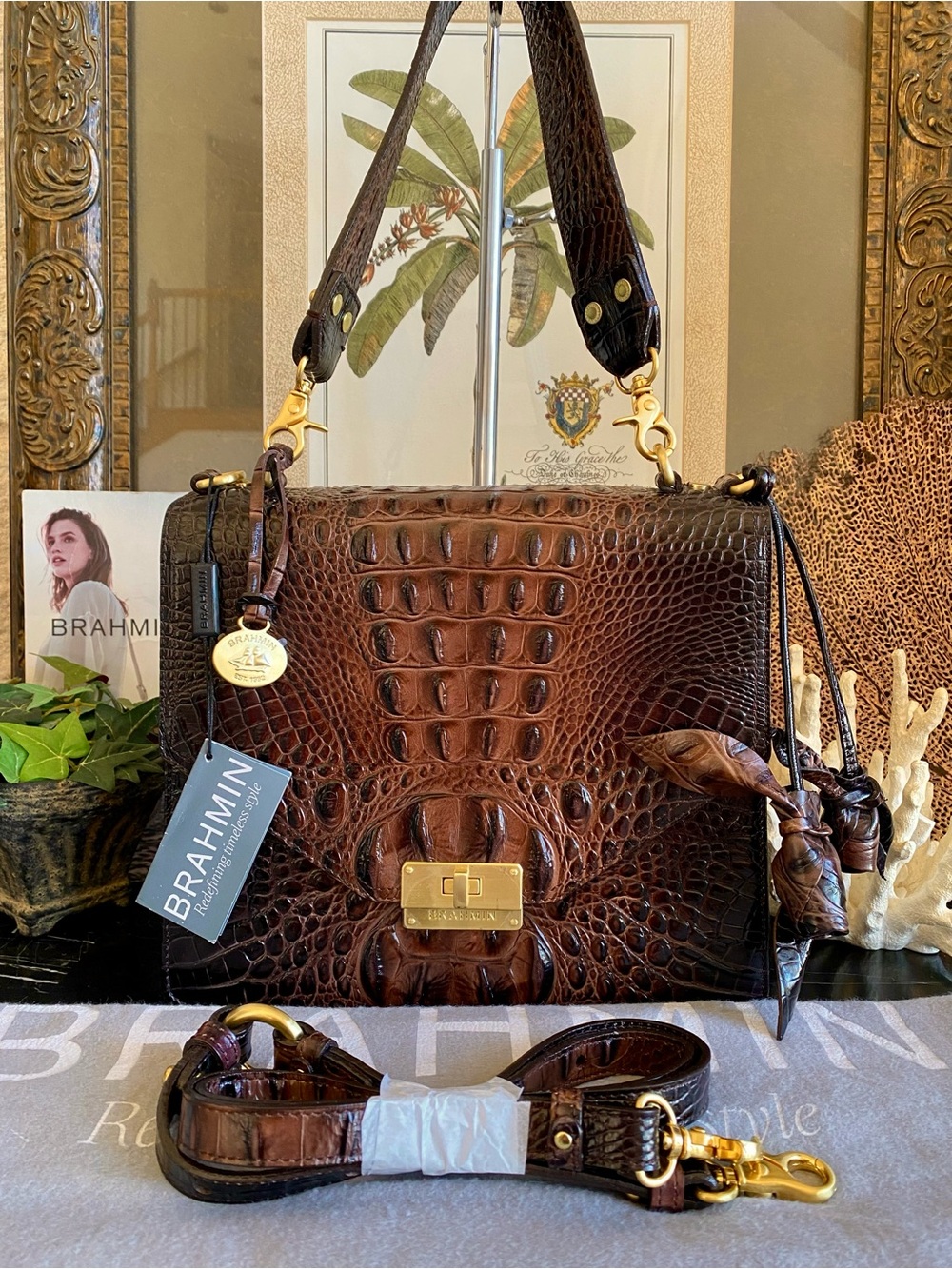 NWT!! 🌹COCOA MELBOURNE Brahmin OPHELIA ROSE Satchel